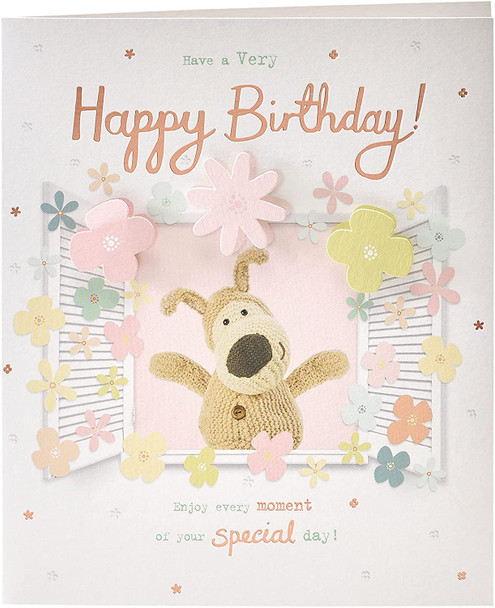 Boofle at Window Birthday Card