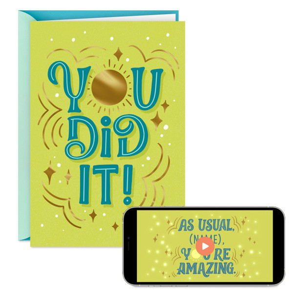 'You Did It' Design Video Greetings Congratulations Card