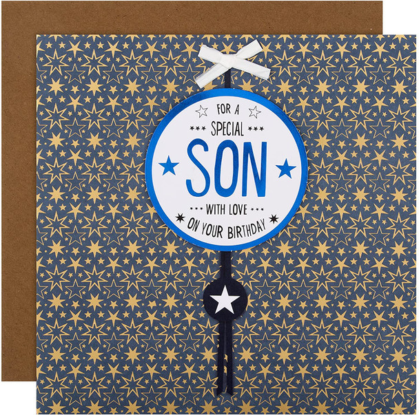 Contemporary Wrapped Present Design Large Birthday Card for Son