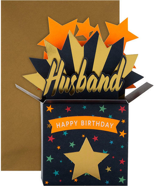 Open Present Design 3D Husband Birthday Card