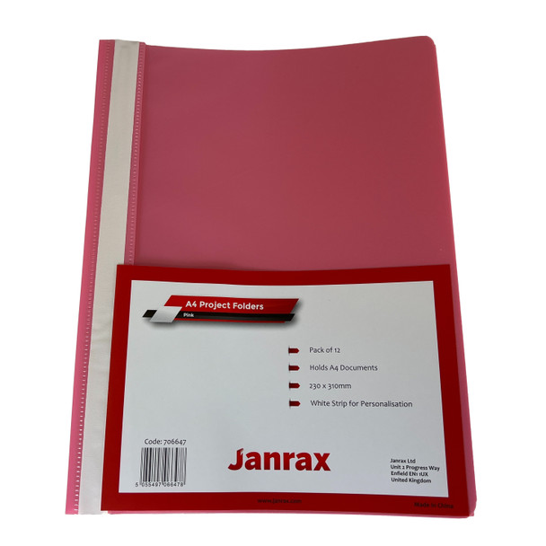 Pack of 120 Pink A4 Project Folders by Janrax