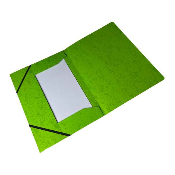 Pack of 12 A4 Neon Green Card 3 Flap Folders With Elastic Closure