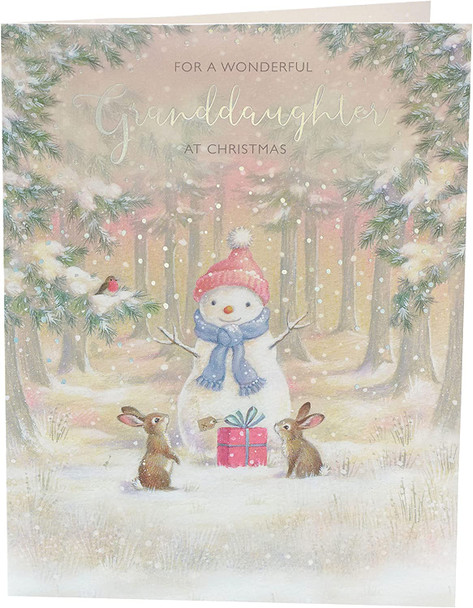 For A Wonderful Granddaughter Snowman Design Christmas Card