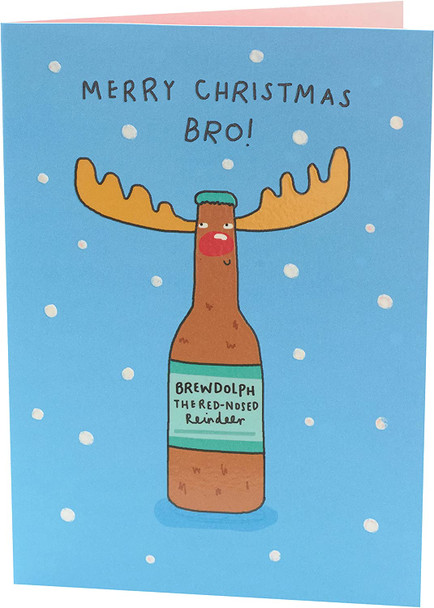 Reindeer Drinking Beer Funny Brother Christmas Card