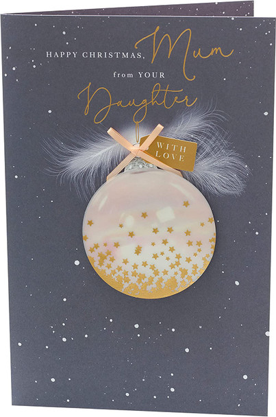 Navy Bauble Mum From Daughter Christmas Card