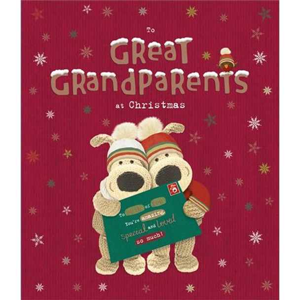 To Great Grandparents Boofle Holding Large Card Design Christmas Card