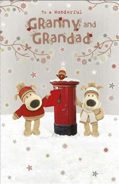 To a Wonderful Granny & Grandad Boofles Stood Next to a Red Post Box Christmas Card