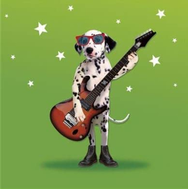 Dalmatian Dog Wearing Sunglasses and Playing Guitar Birthday Card