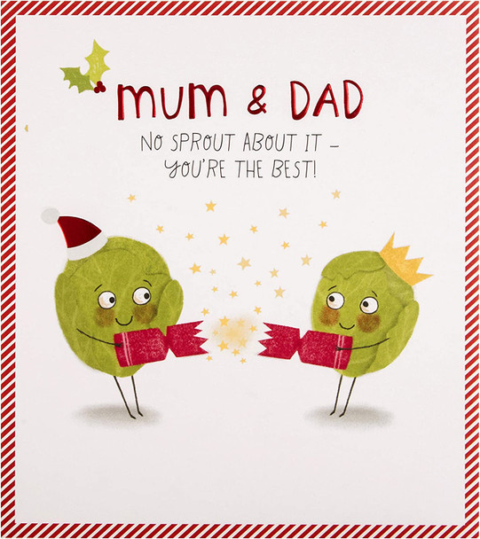 Funny Sprout Design Mum and Dad Christmas Card