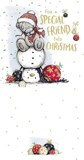 Bear Sat on Top of Snowman Friend Sketchbook Christmas Card