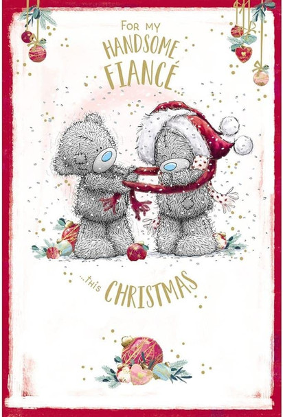 Bears with Scarf Handsome Fiancé Christmas Card