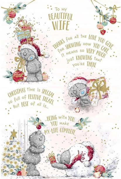 Bears With Gifts Wife Christmas Card