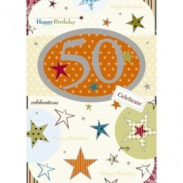 50th Birthday Card Embossed Design 