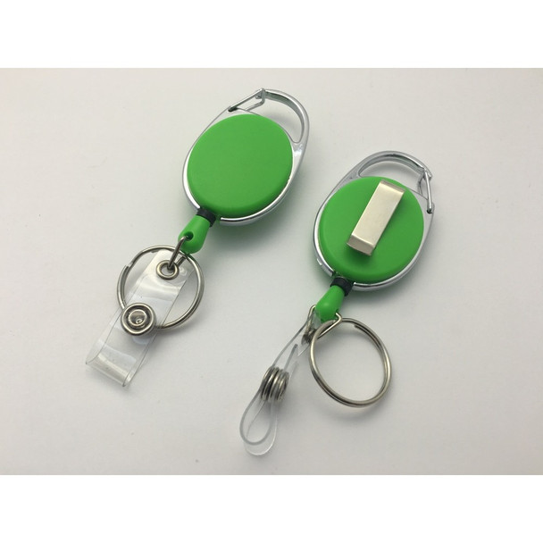 Green Solid Key Reel with Keyring & ID Card Badge Holder