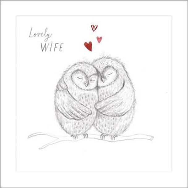Two Owls on a Branch Lovely Wife Birthday Card