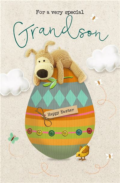 Boofle On Egg Design Grandson Easter Card