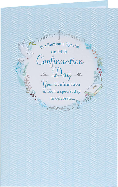 Baby Blue Design Confirmation Card For Boy