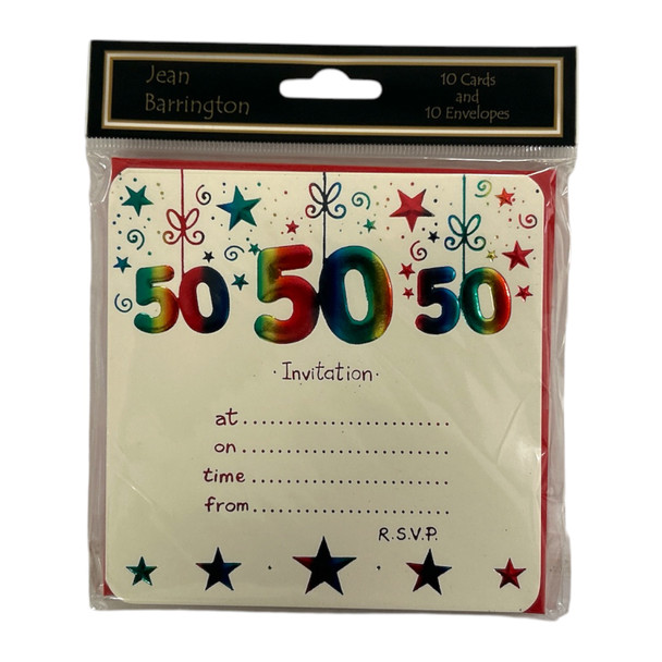 Pack of 10 - 50th Birthday Party Invitations