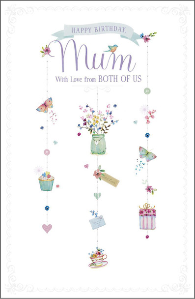 Mum From Both of Us Happy Birthday Glitter Greeting Card