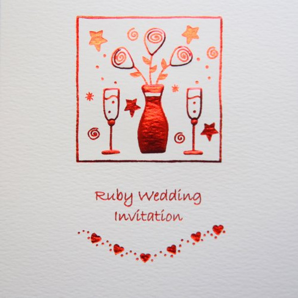 Pack of 5 Ruby Wedding Anniversary Invitations