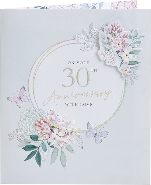 Delicate Floral Design 30th Anniversary Card