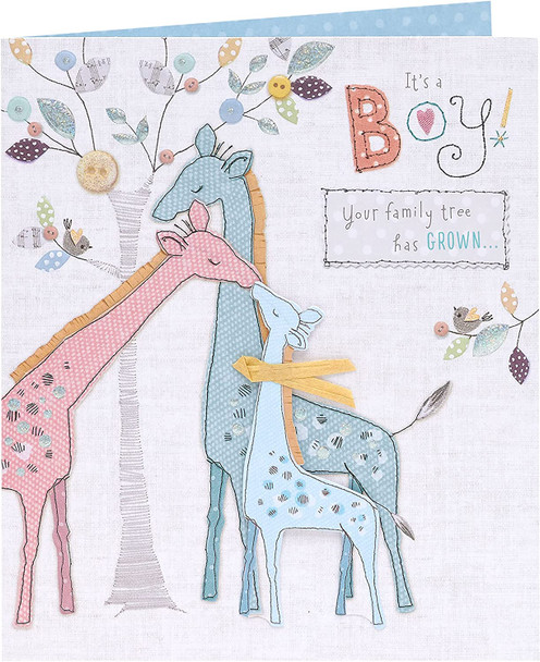 Sweet Giraffe Design New Baby Boy Congratulations Card 