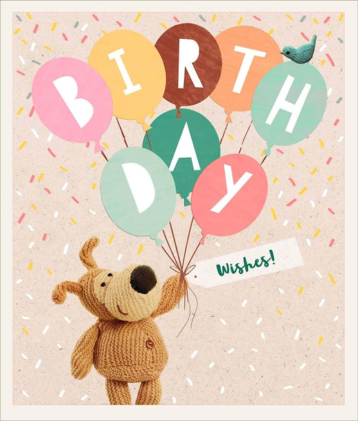 Open Illustrated Boofle "Happy Birthday" Embossed Finish Card