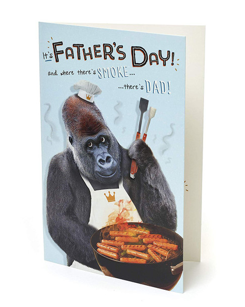 Gorilla Cooking On BBQ Dad Father's Day Card Pop Up