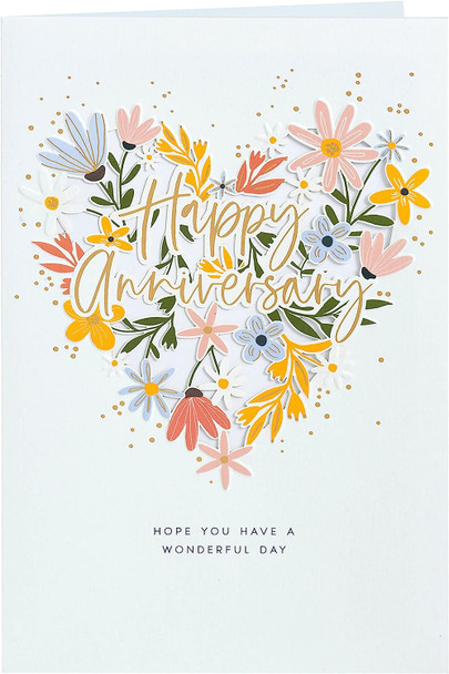 Floral Heart Design Anniversary Card