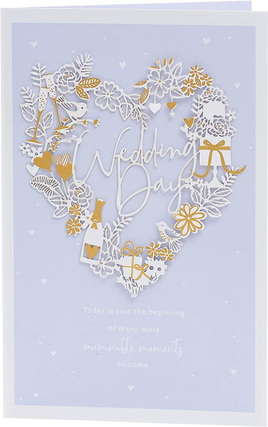 3D Pale Blue Design Wedding Day Congratulations Card