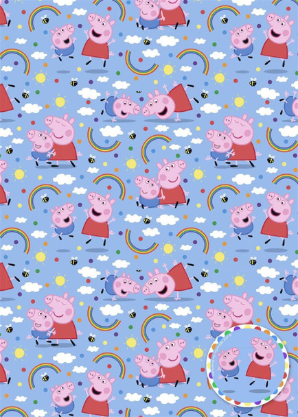 Peppa Pig 2 Sheets Of Gift Wrap And 2 Gift Tags