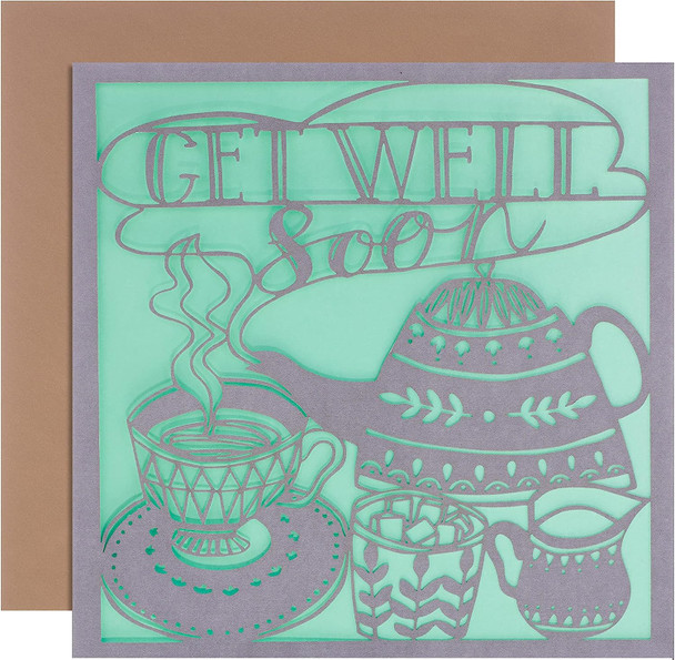 Contemporary Laser Cut Design Get Well Soon Card 