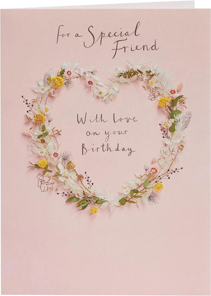 Floral Heart Design Friend Birthday Card