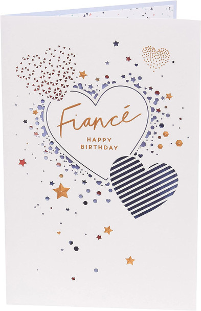 Heart & Stars Design Fiance Birthday Card