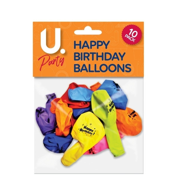 12 x Pack of 10 Happy Birthday Balloons