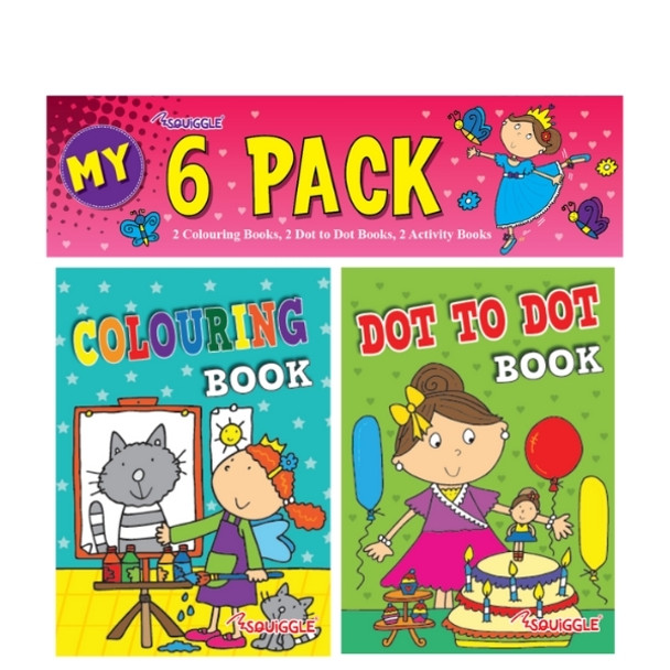 12 x Pack of 6 Mini Colouring & Activity Books for Girls