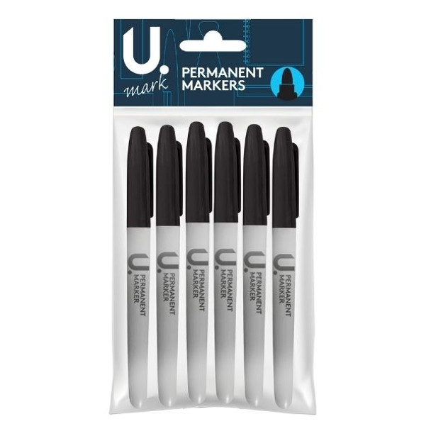 12 x Pack of 6 Black Permanent Markers