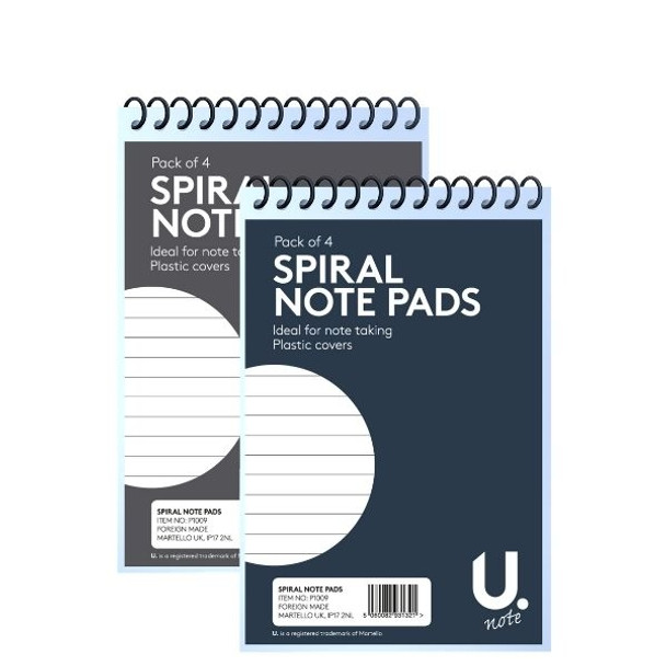 12 x Pack of 4 6"x4" 34 Sheets Spiral Note Pads