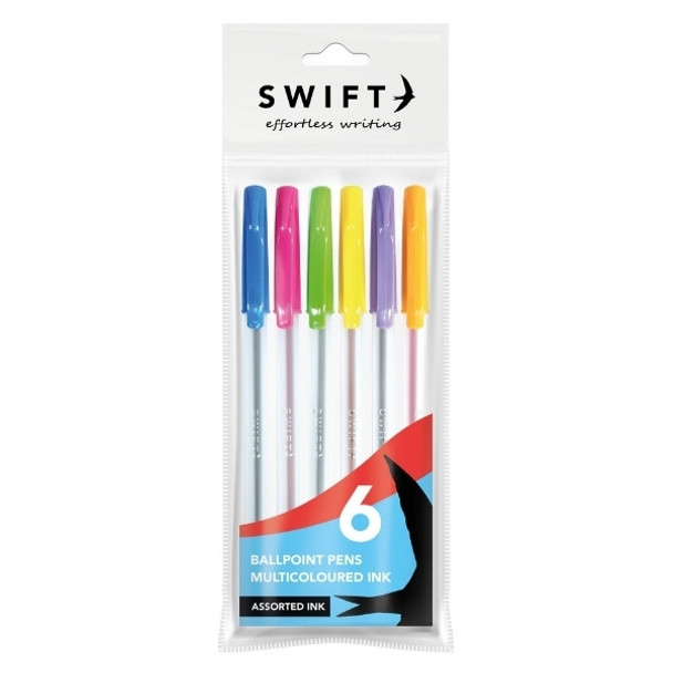 12 x Pack of 6 Multicoloured Ballpoint Pens