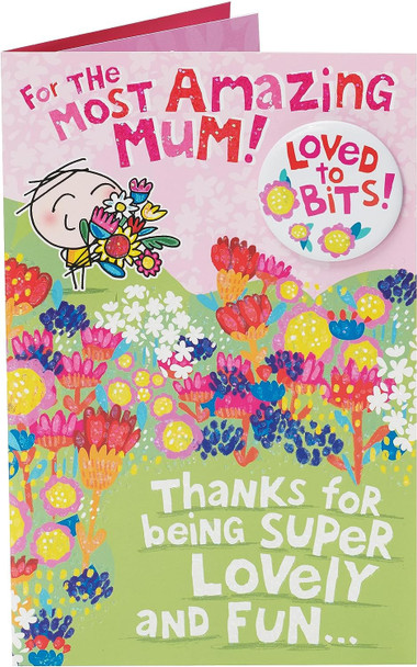 Fun Design Mum Birthday Large Card with Badge