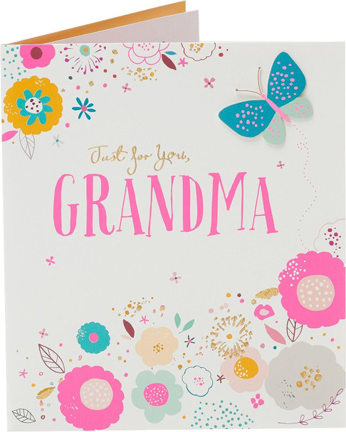 Flower & Butterfly Design Grandma Birthday Card