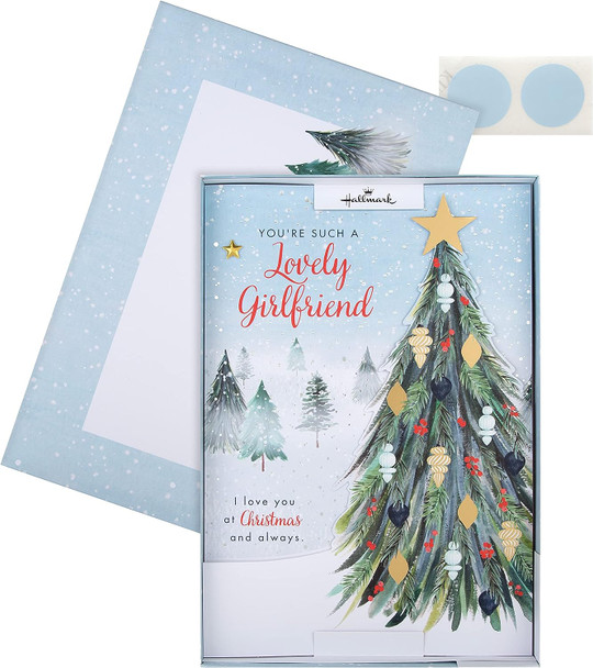 Classic Winter Scene with Tree Design Girlfriend Boxed Christmas Card