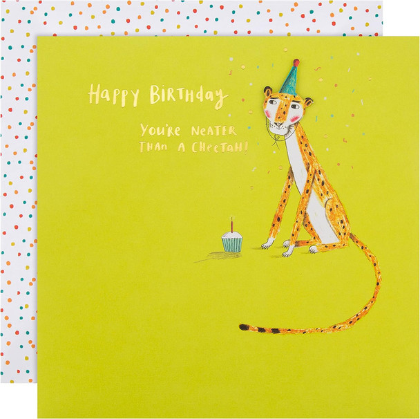 Contemporary Illustrated Cheetah Design Birthday Card