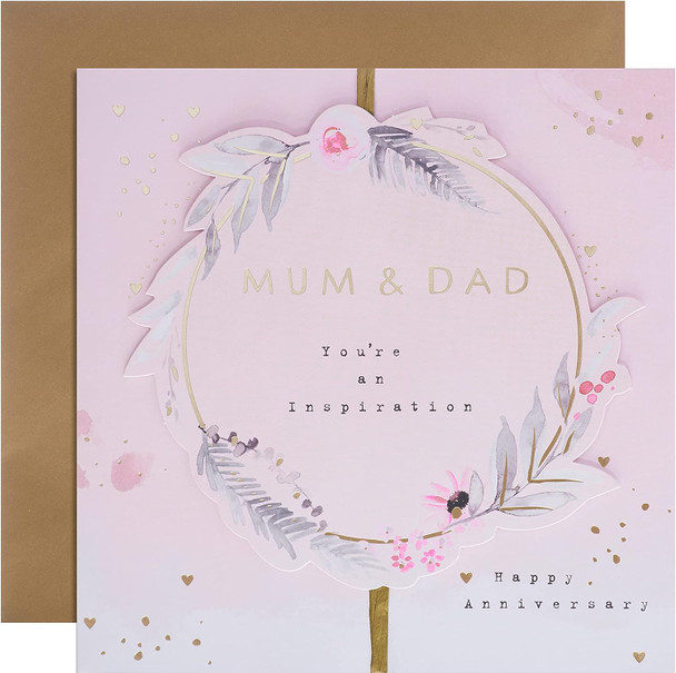 Contemporary Floral Text Design Mum and Dad Anniversary Card