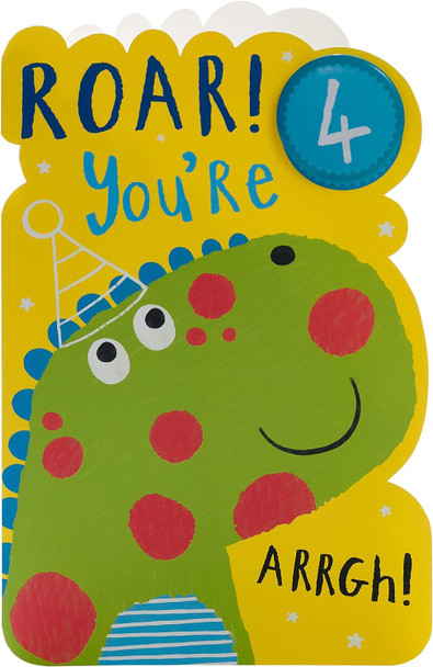 Cute Dinosaur Design 4th Birthday Card