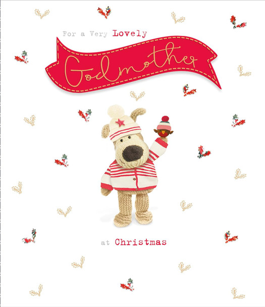 Boofle Festive Robin Lovely Godmother Christmas Card