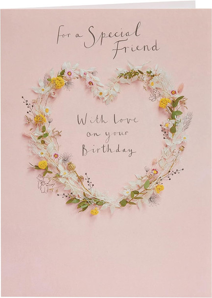Pack of 6 Birthday Card for Her Friend Floral Heart Design