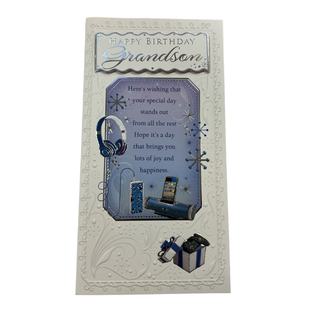 Happy Birthday to Grandson Soft Whispers Card