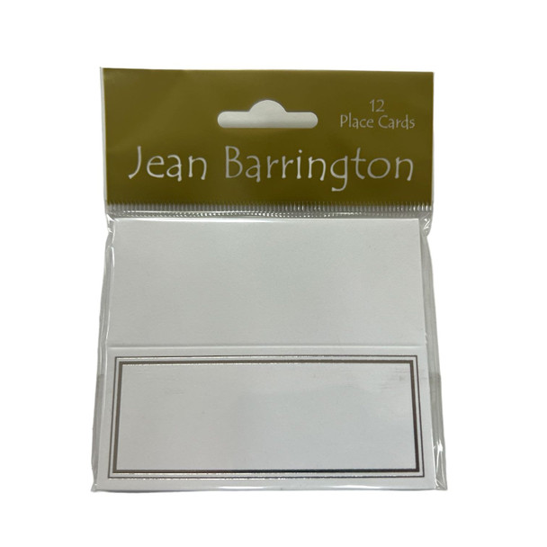 Pack of 12 Place Cards - White with Silver Border