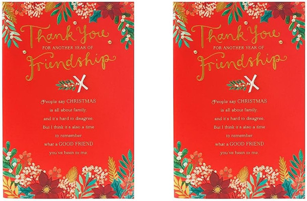 Friend Christmas Thank You Card With Nice Verse (pack of 2)